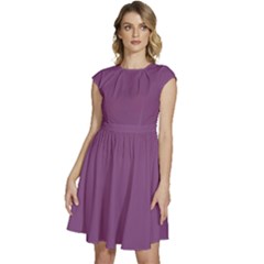 Sparkling Grape Purple	 - 	cap Sleeve High Waist Dress by ColorfulDresses