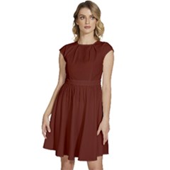 Sangria Red	 - 	cap Sleeve High Waist Dress by ColorfulDresses