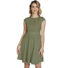 Calliste Green	 - 	cap Sleeve High Waist Dress