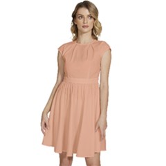 Peach Quartz	 - 	cap Sleeve High Waist Dress