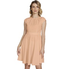 Deep Peach	 - 	cap Sleeve High Waist Dress