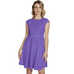 Purple Sage Bush	 - 	cap Sleeve High Waist Dress by ColorfulDresses