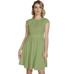 Iguana Green	 - 	cap Sleeve High Waist Dress