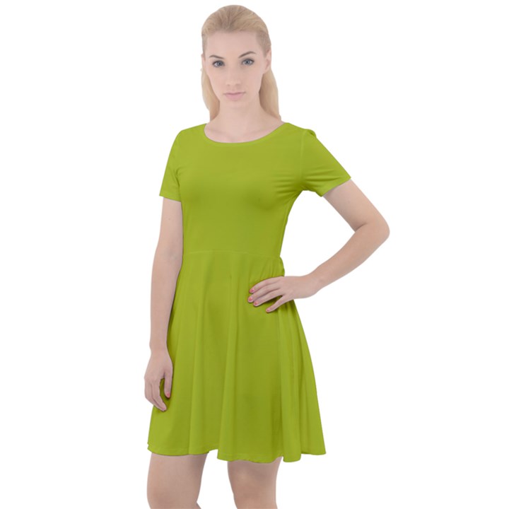 Acid Green	 - 	Cap Sleeve Velour Dress