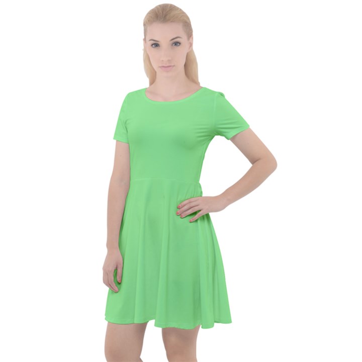 Mint Green	 - 	Cap Sleeve Velour Dress