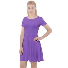 Iris Purple	 - 	cap Sleeve Velour Dress by ColorfulDresses