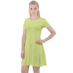 Key Lime Yellow	 - 	cap Sleeve Velour Dress by ColorfulDresses