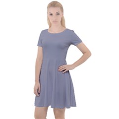 Manatee Grey	 - 	cap Sleeve Velour Dress by ColorfulDresses