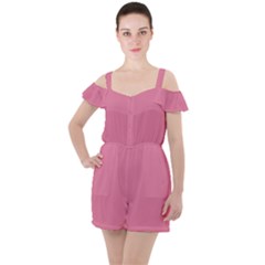 Aurora Pink	 - 	ruffle Cut Out Chiffon Playsuit by ColorfulWomensWear