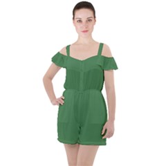 Middle Green	 - 	ruffle Cut Out Chiffon Playsuit by ColorfulWomensWear