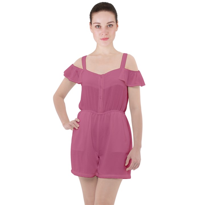 Pale Violet pink	 - 	Ruffle Cut Out Chiffon Playsuit