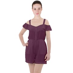 Old Mauve Purple	 - 	ruffle Cut Out Chiffon Playsuit by ColorfulWomensWear