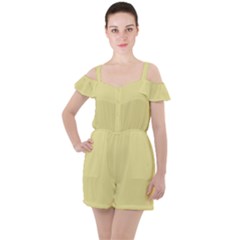 Yellow Iris	 - 	ruffle Cut Out Chiffon Playsuit by ColorfulWomensWear