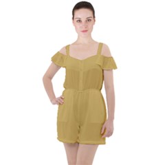 Sand Tan	 - 	ruffle Cut Out Chiffon Playsuit by ColorfulWomensWear