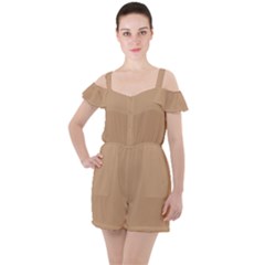 Soft Sand	 - 	ruffle Cut Out Chiffon Playsuit by ColorfulWomensWear