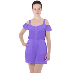 Purple Mimosa	 - 	ruffle Cut Out Chiffon Playsuit by ColorfulWomensWear