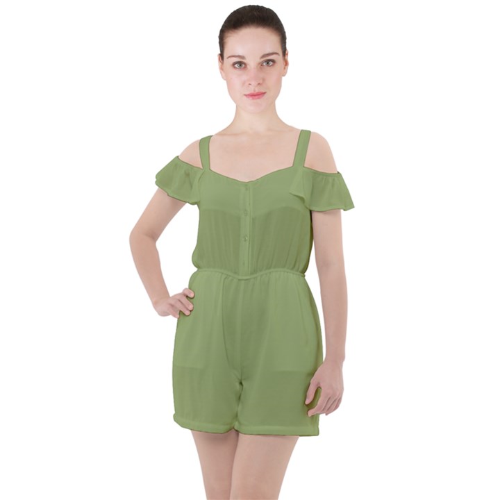 Iguana Green	 - 	Ruffle Cut Out Chiffon Playsuit