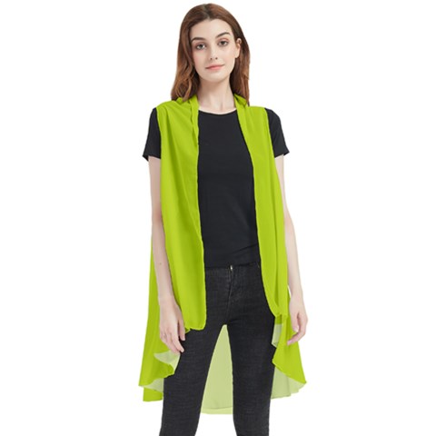 Bitter Lemon Green	 - 	sleeveless Chiffon Waistcoat Shirt by ColorfulWomensWear