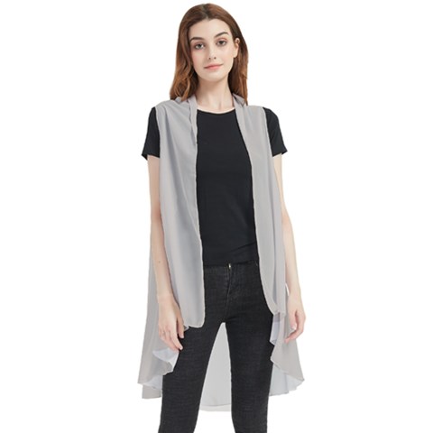 Abalone Grey	 - 	sleeveless Chiffon Waistcoat Shirt by ColorfulWomensWear