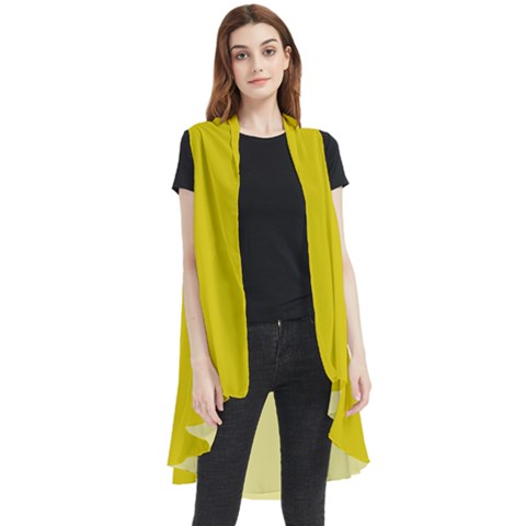 Corn Yellow	 - 	sleeveless Chiffon Waistcoat Shirt by ColorfulWomensWear