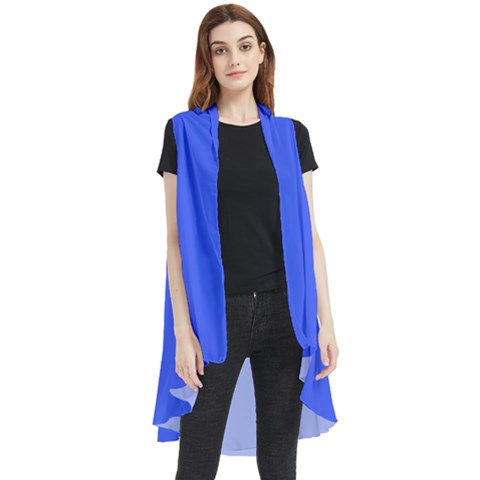 Neon Blue	 - 	sleeveless Chiffon Waistcoat Shirt by ColorfulWomensWear