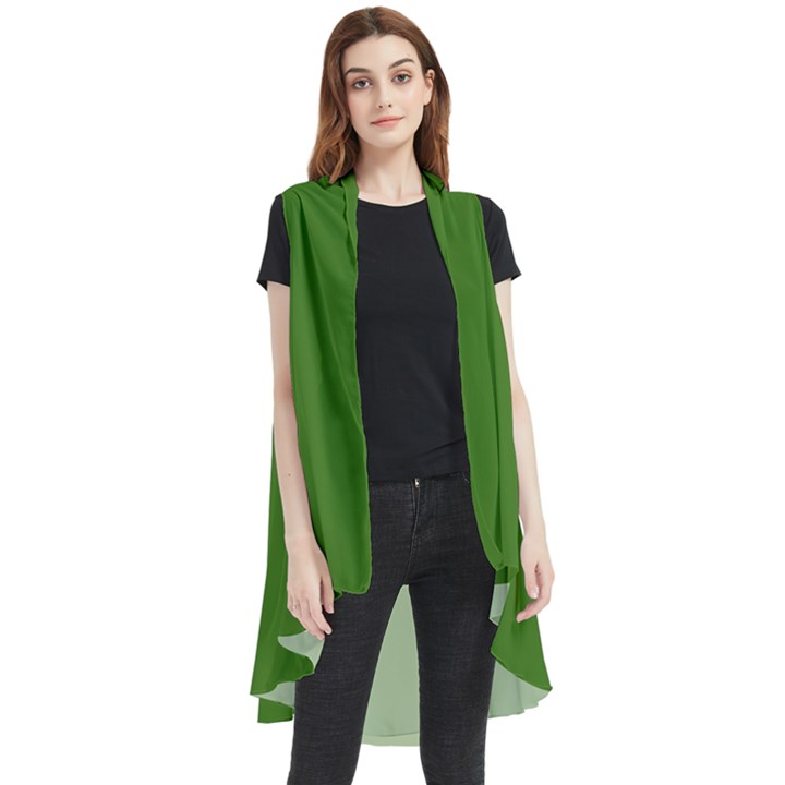 Light Seaweed Green	 - 	Sleeveless Chiffon Waistcoat Shirt