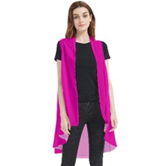 Fashion Fuchsia Pink	 - 	sleeveless Chiffon Waistcoat Shirt