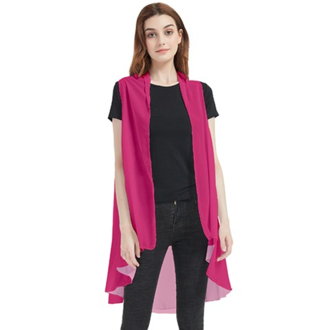 Razzmatazz Pink	 - 	sleeveless Chiffon Waistcoat Shirt by ColorfulWomensWear