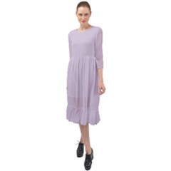 Languid Lavender Purple	 - 	ruffle End Midi Chiffon Dress by ColorfulDresses