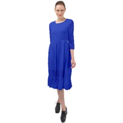 Persian Blue	 - 	ruffle End Midi Chiffon Dress by ColorfulDresses