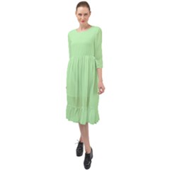 Light Jade	 - 	ruffle End Midi Chiffon Dress by ColorfulDresses