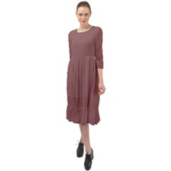 Rose Taupe Brown	 - 	ruffle End Midi Chiffon Dress by ColorfulDresses