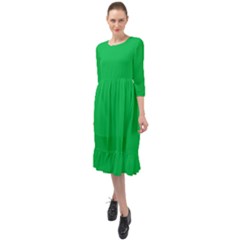 Parakeet Green	 - 	ruffle End Midi Chiffon Dress by ColorfulDresses