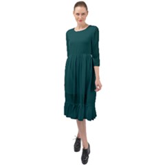 Warm Blackish Green	 - 	ruffle End Midi Chiffon Dress by ColorfulDresses