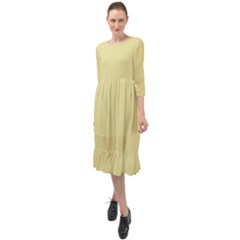 Yellow Iris	 - 	ruffle End Midi Chiffon Dress by ColorfulDresses