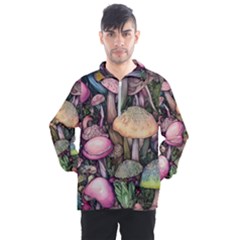 Mushroom Magic Men s Half Zip Pullover by GardenOfOphir