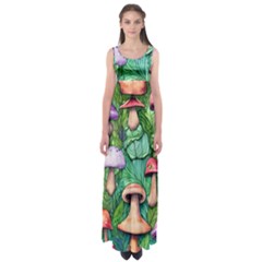 Tiny Toadstools Empire Waist Maxi Dress by GardenOfOphir