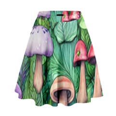 Tiny Toadstools High Waist Skirt by GardenOfOphir