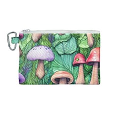 Tiny Toadstools Canvas Cosmetic Bag (medium) by GardenOfOphir