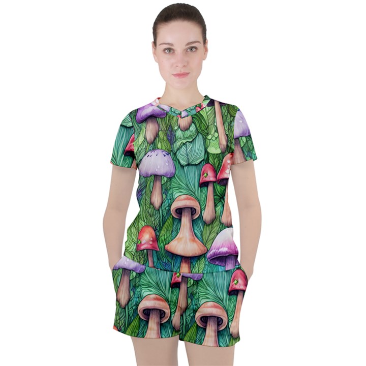 Tiny Toadstools Women s Tee and Shorts Set