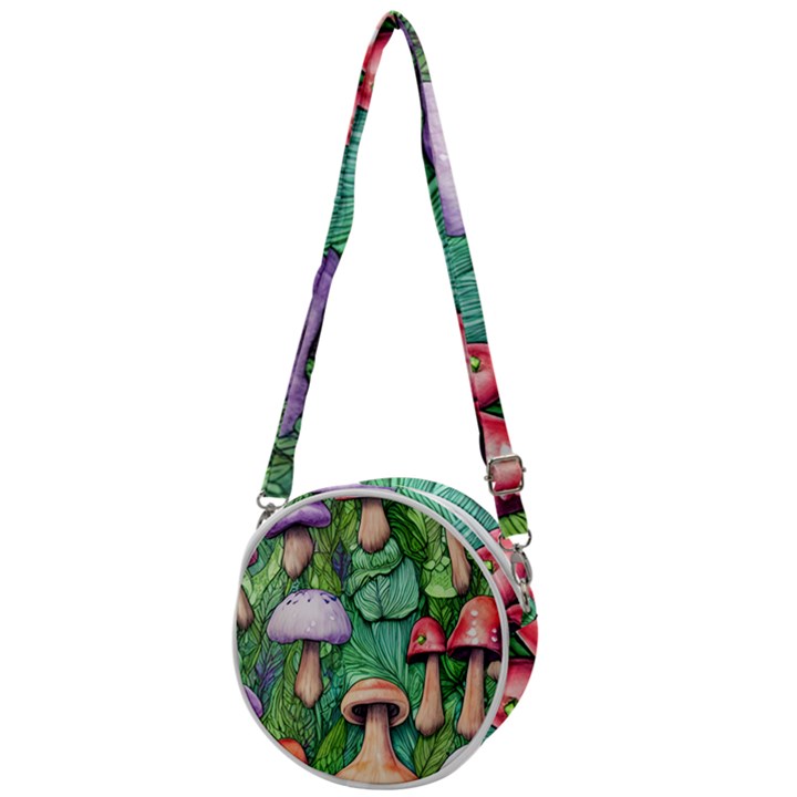 Tiny Toadstools Crossbody Circle Bag