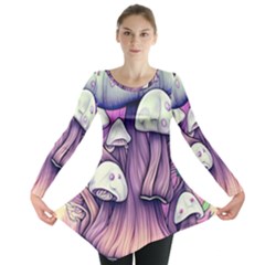 Forestcore Mushroom Long Sleeve Tunic  by GardenOfOphir