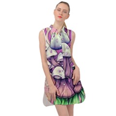 Forestcore Mushroom Sleeveless Shirt Dress by GardenOfOphir