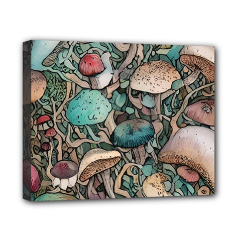 Tiny Forest Mushrooms Canvas 10  X 8  (stretched) by GardenOfOphir