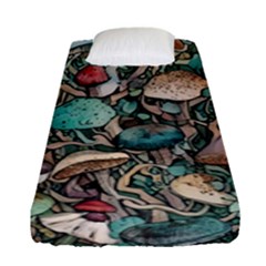 Tiny Forest Mushrooms Fitted Sheet (single Size) by GardenOfOphir