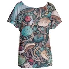 Tiny Forest Mushrooms Women s Oversized Tee by GardenOfOphir