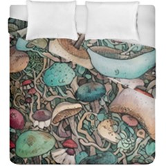 Tiny Forest Mushrooms Duvet Cover Double Side (king Size) by GardenOfOphir