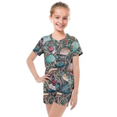 Tiny Forest Mushrooms Kids  Mesh Tee And Shorts Set