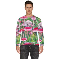 Forest Mushrooms Men s Fleece Sweatshirt by GardenOfOphir