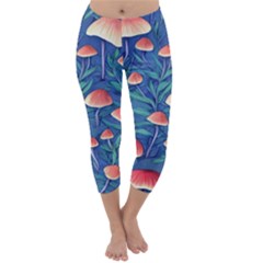 Witchy Mushrooms Capri Winter Leggings  by GardenOfOphir